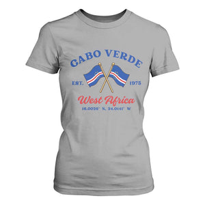 Cabo Verde West Africa Crossed Flags T Shirt For Women Cape Verde Est 1975 Retro National Pride