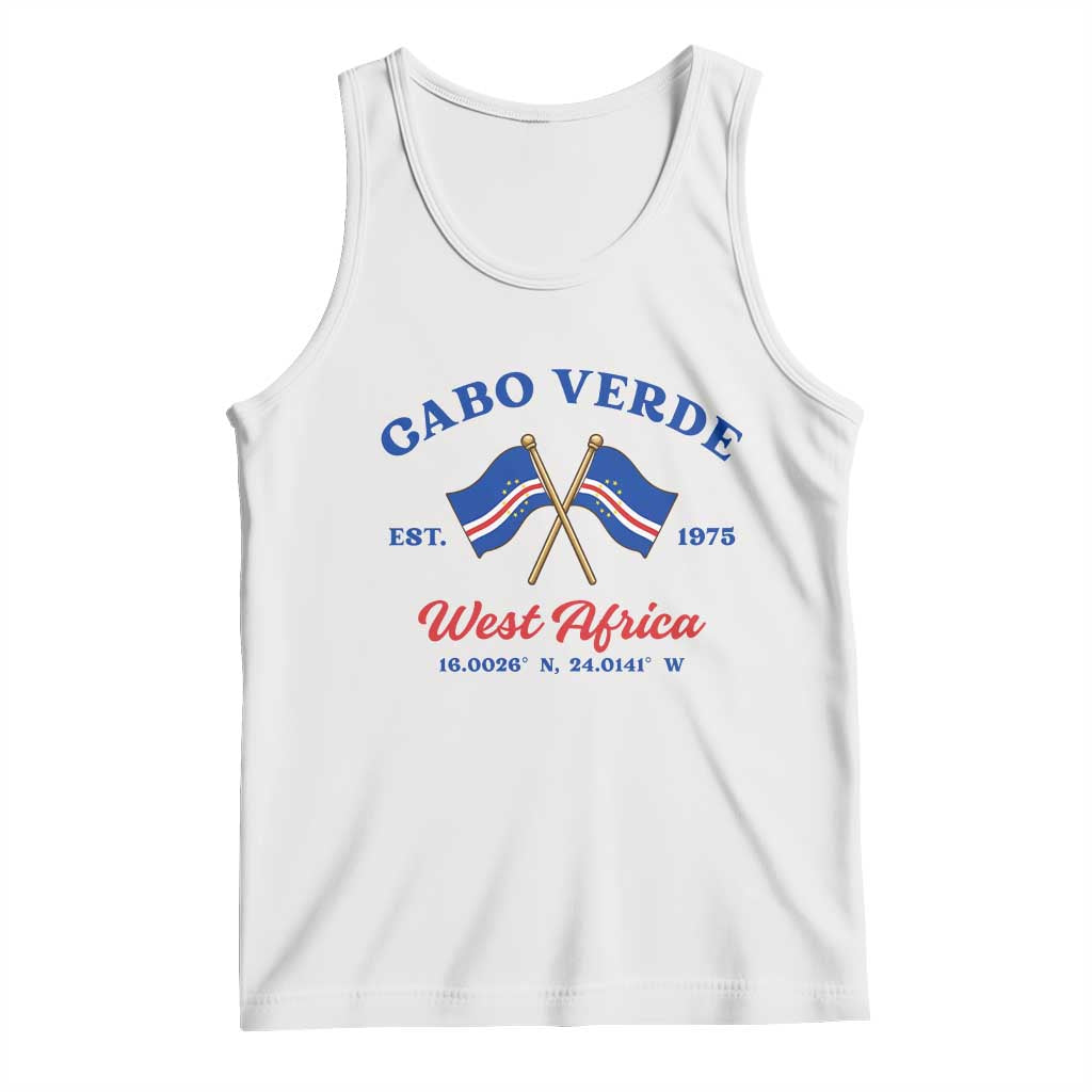 Cabo Verde West Africa Crossed Flags Tank Top Cape Verde Est 1975 Retro National Pride TS02 White Print Your Wear