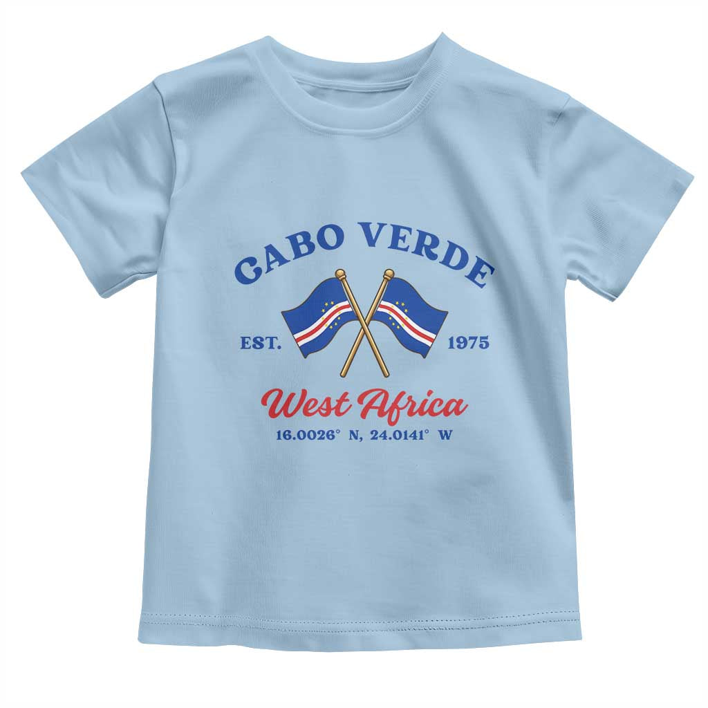 Cabo Verde West Africa Crossed Flags Toddler T Shirt Cape Verde Est 1975 Retro National Pride TS02 Light Blue Print Your Wear