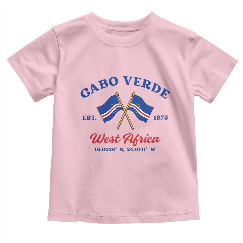 Cabo Verde West Africa Crossed Flags Toddler T Shirt Cape Verde Est 1975 Retro National Pride