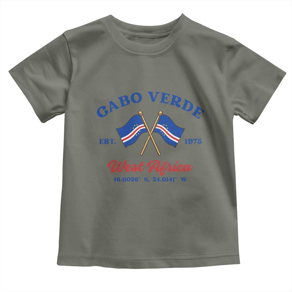 Cabo Verde West Africa Crossed Flags Toddler T Shirt Cape Verde Est 1975 Retro National Pride
