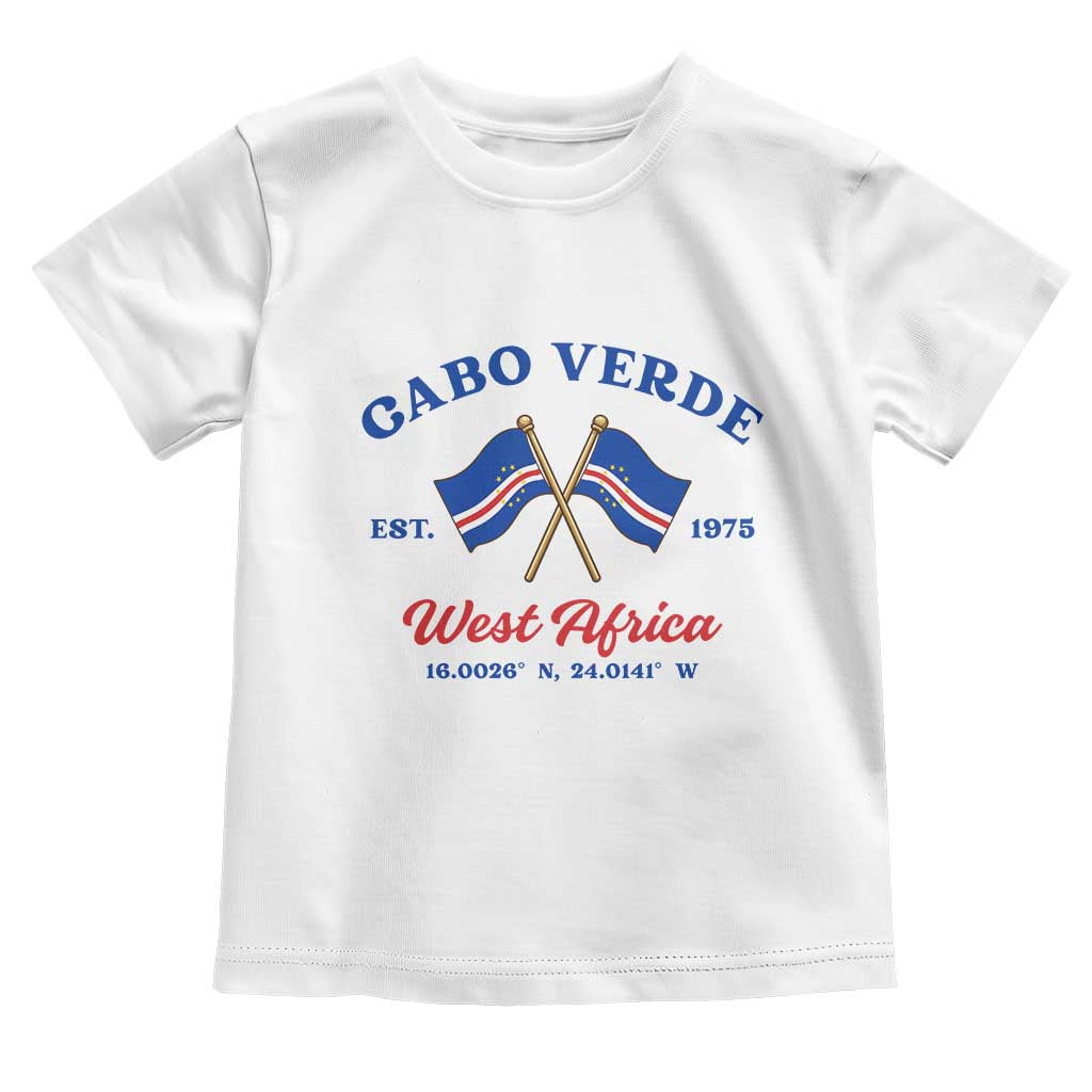 Cabo Verde West Africa Crossed Flags Toddler T Shirt Cape Verde Est 1975 Retro National Pride
