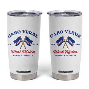 Cabo Verde West Africa Crossed Flags Tumbler Cup Cape Verde Est 1975 Retro National Pride