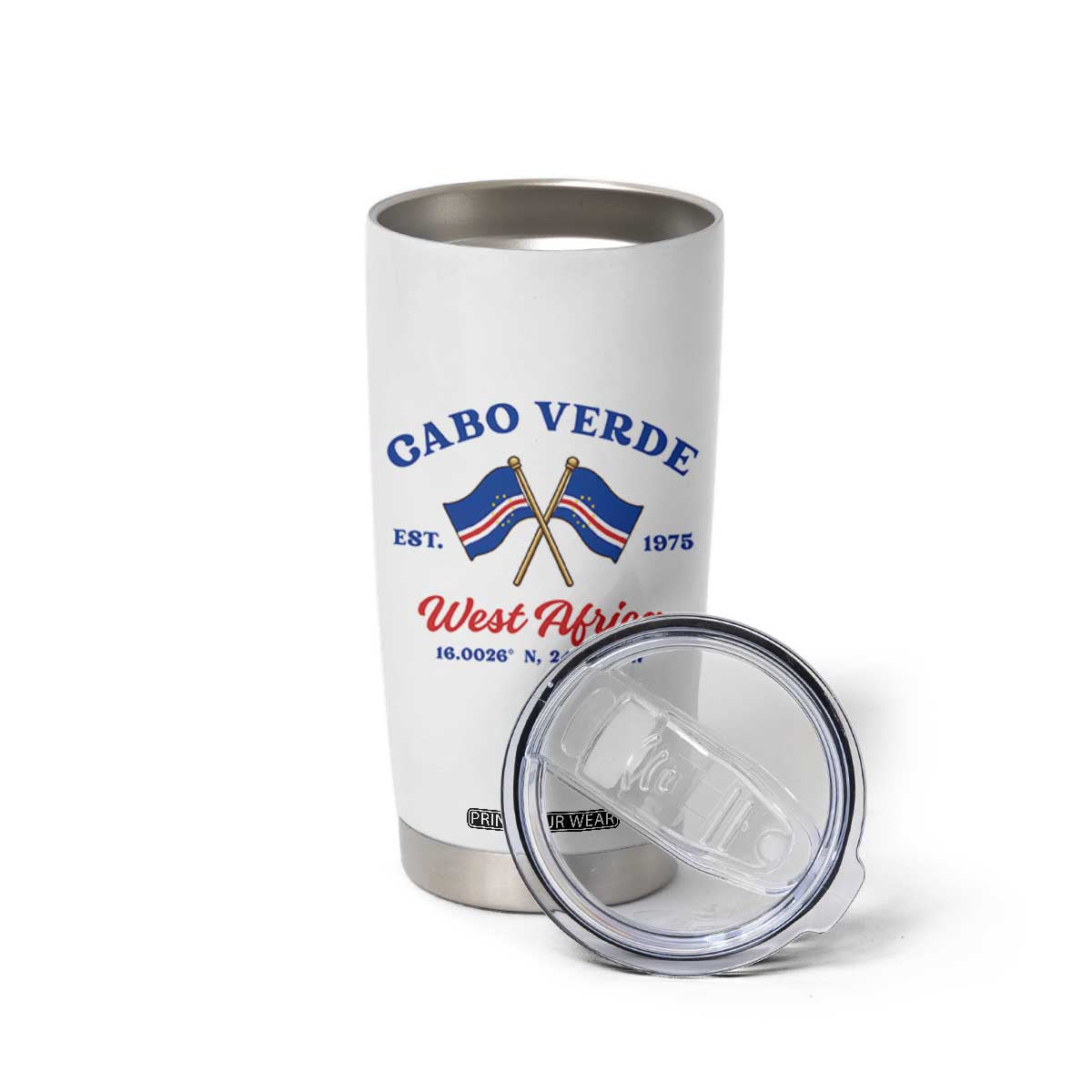 Cabo Verde West Africa Crossed Flags Tumbler Cup Cape Verde Est 1975 Retro National Pride