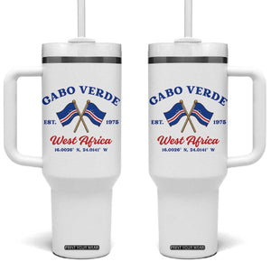 Cabo Verde West Africa Crossed Flags Tumbler With Handle Cape Verde Est 1975 Retro National Pride