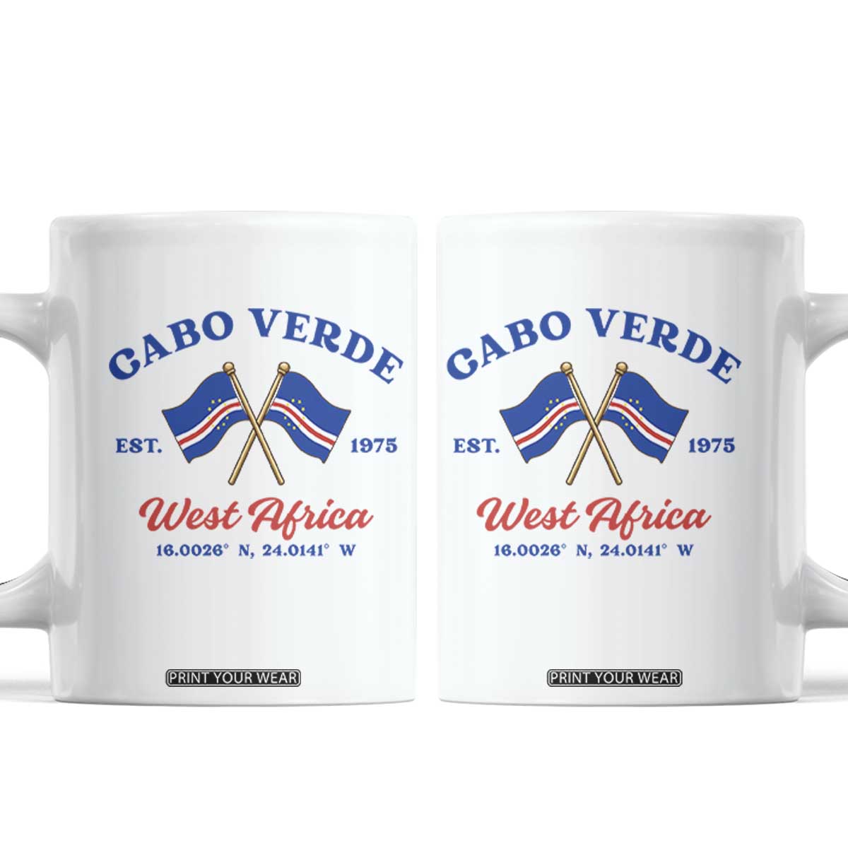 Cabo Verde West Africa Crossed Flags Coffee Mug Cape Verde Est 1975 Retro National Pride