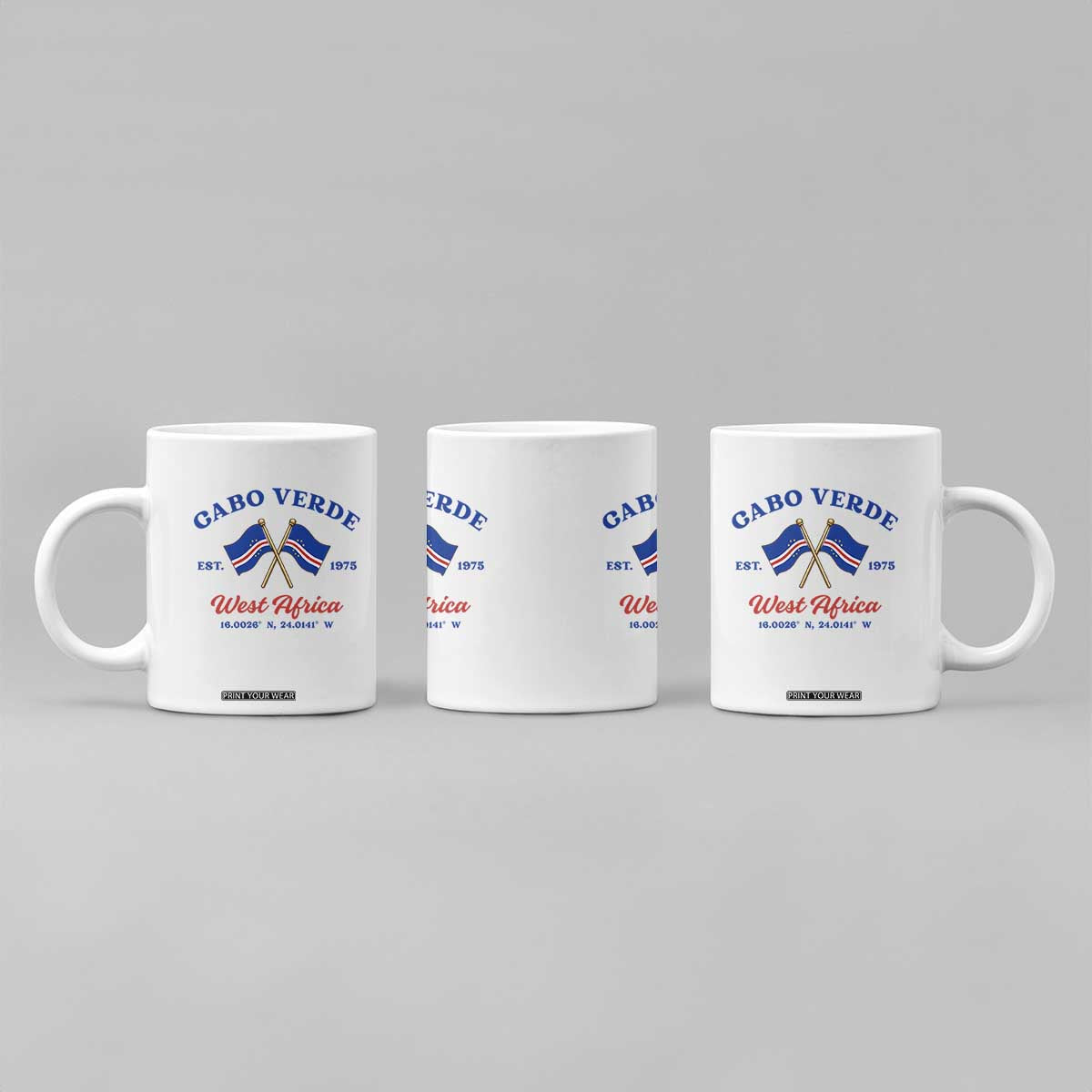 Cabo Verde West Africa Crossed Flags Coffee Mug Cape Verde Est 1975 Retro National Pride