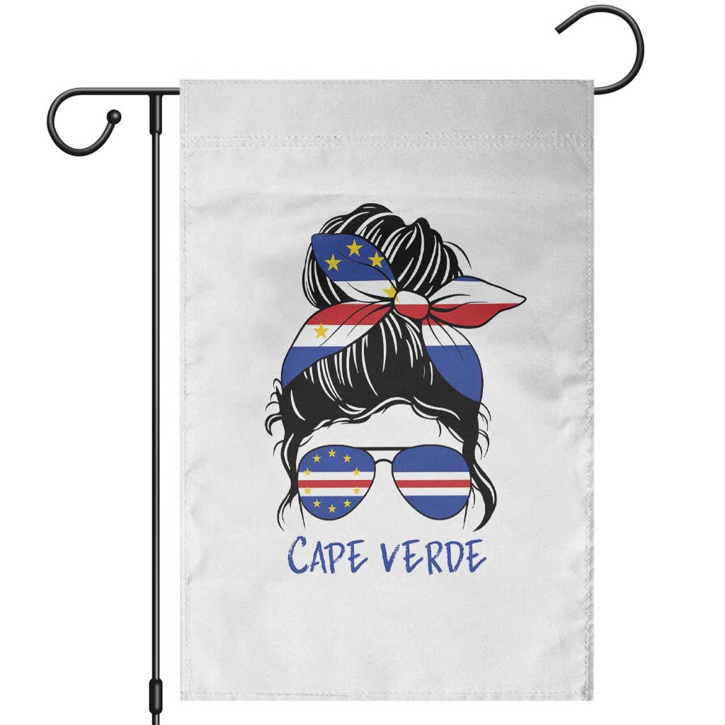 Cape Verde Messy Bun Girl Flag Sunglasses Graphic Garden Flag Cabo Verde Women National Pride Gift TS02 White Print Your Wear
