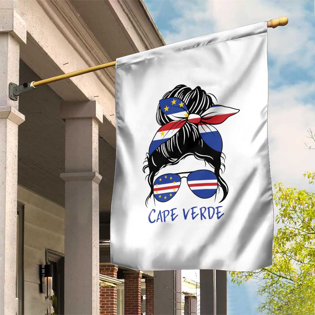 Cape Verde Messy Bun Girl Flag Sunglasses Graphic Garden Flag Cabo Verde Women National Pride Gift