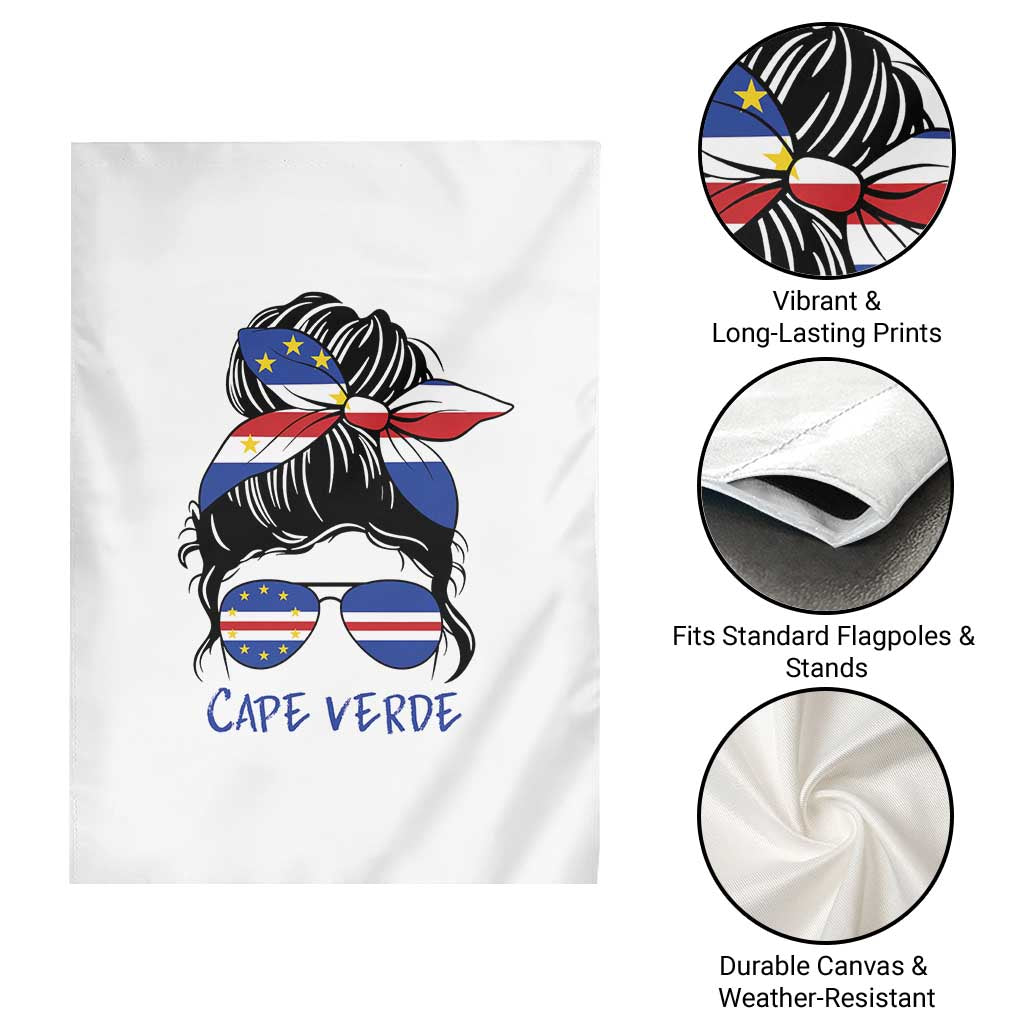 Cape Verde Messy Bun Girl Flag Sunglasses Graphic Garden Flag Cabo Verde Women National Pride Gift