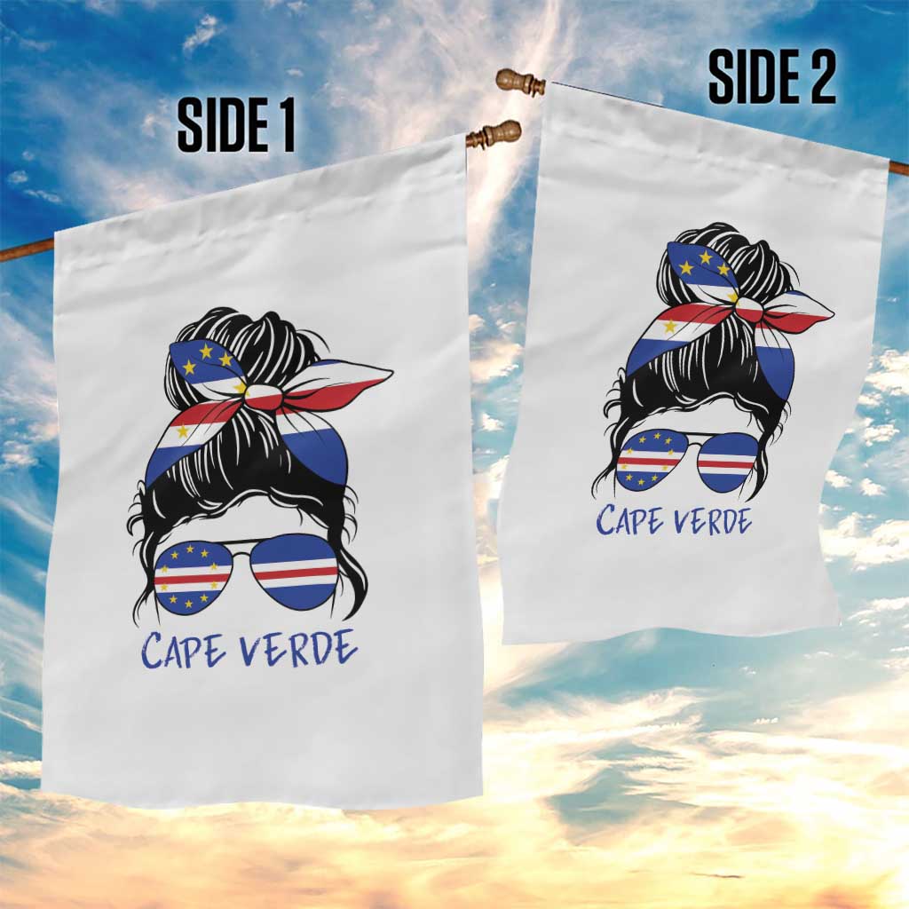 Cape Verde Messy Bun Girl Flag Sunglasses Graphic Garden Flag Cabo Verde Women National Pride Gift