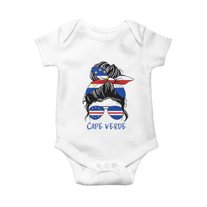 Cape Verde Messy Bun Girl Flag Sunglasses Graphic Baby Onesie Cabo Verde Women National Pride Gift
