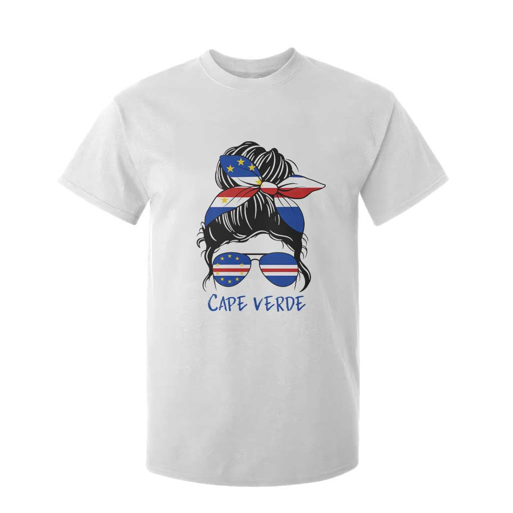Cape Verde Messy Bun Girl Flag Sunglasses Graphic T Shirt For Kid Cabo Verde Women National Pride Gift TS02 White Print Your Wear
