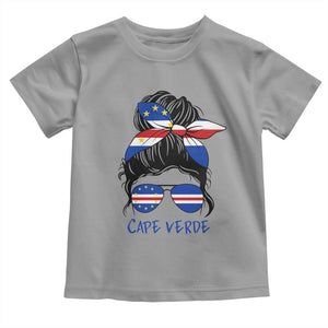 Cape Verde Messy Bun Girl Flag Sunglasses Graphic Toddler T Shirt Cabo Verde Women National Pride Gift