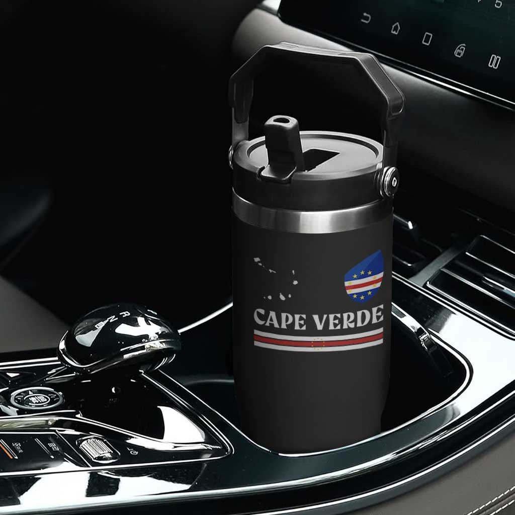 Cape Verde Country Map Shield Emblem Flip Straw Tumbler Cabo Verde Roots National Pride Gift