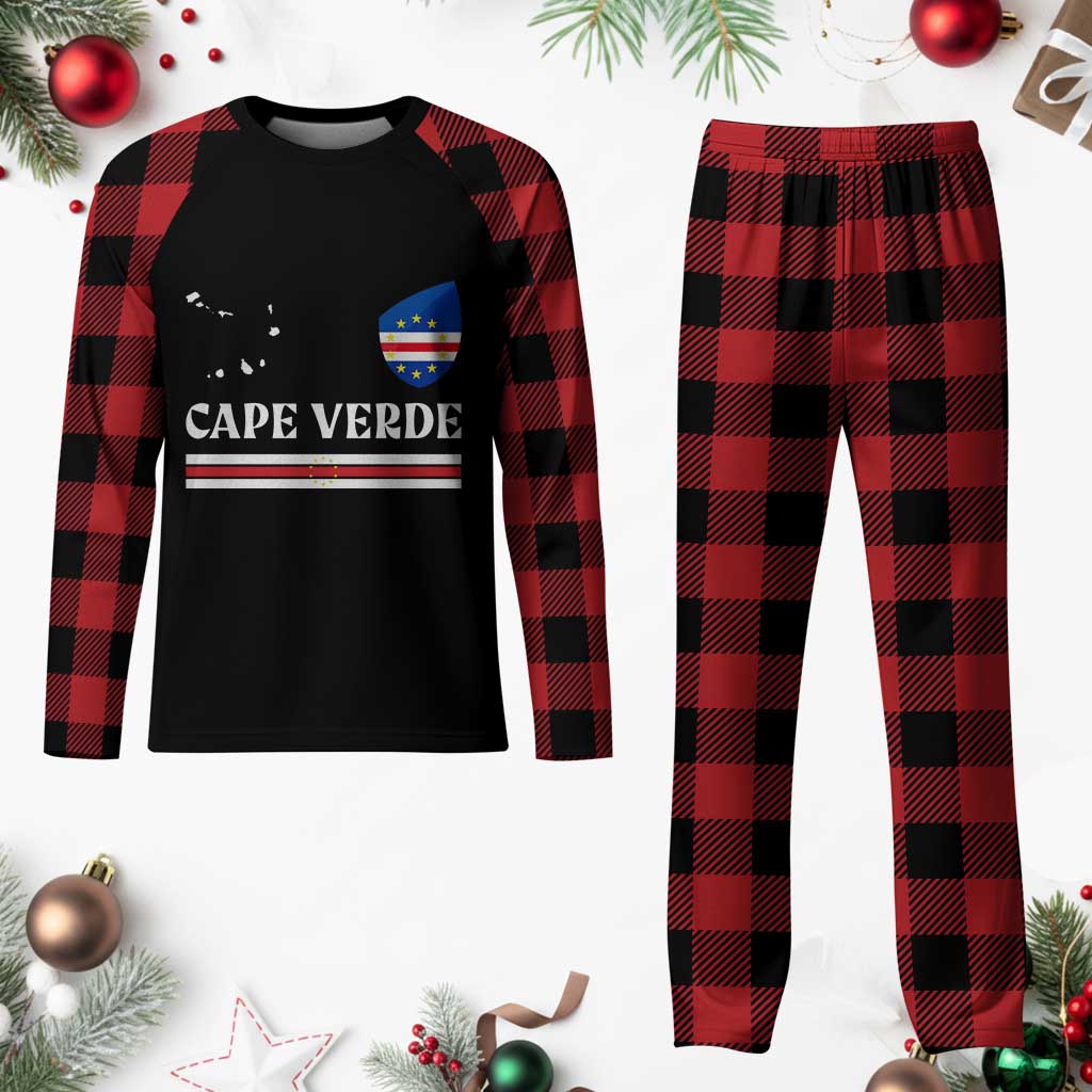 Cape Verde Country Map Shield Emblem Plaid Pajama Set Cabo Verde Roots National Pride Gift