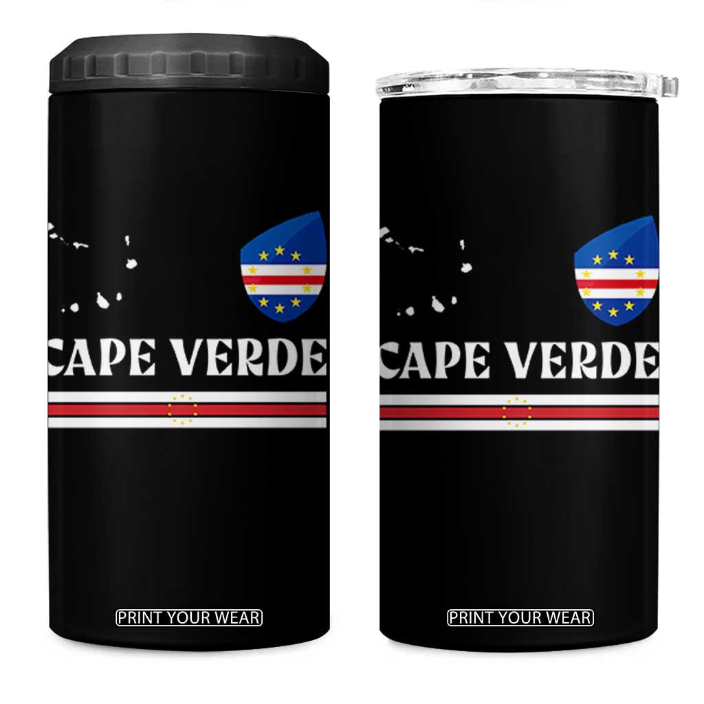 Cape Verde Country Map Shield Emblem 4 in 1 Can Cooler Tumbler Cabo Verde Roots National Pride Gift