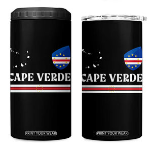 Cape Verde Country Map Shield Emblem 4 in 1 Can Cooler Tumbler Cabo Verde Roots National Pride Gift
