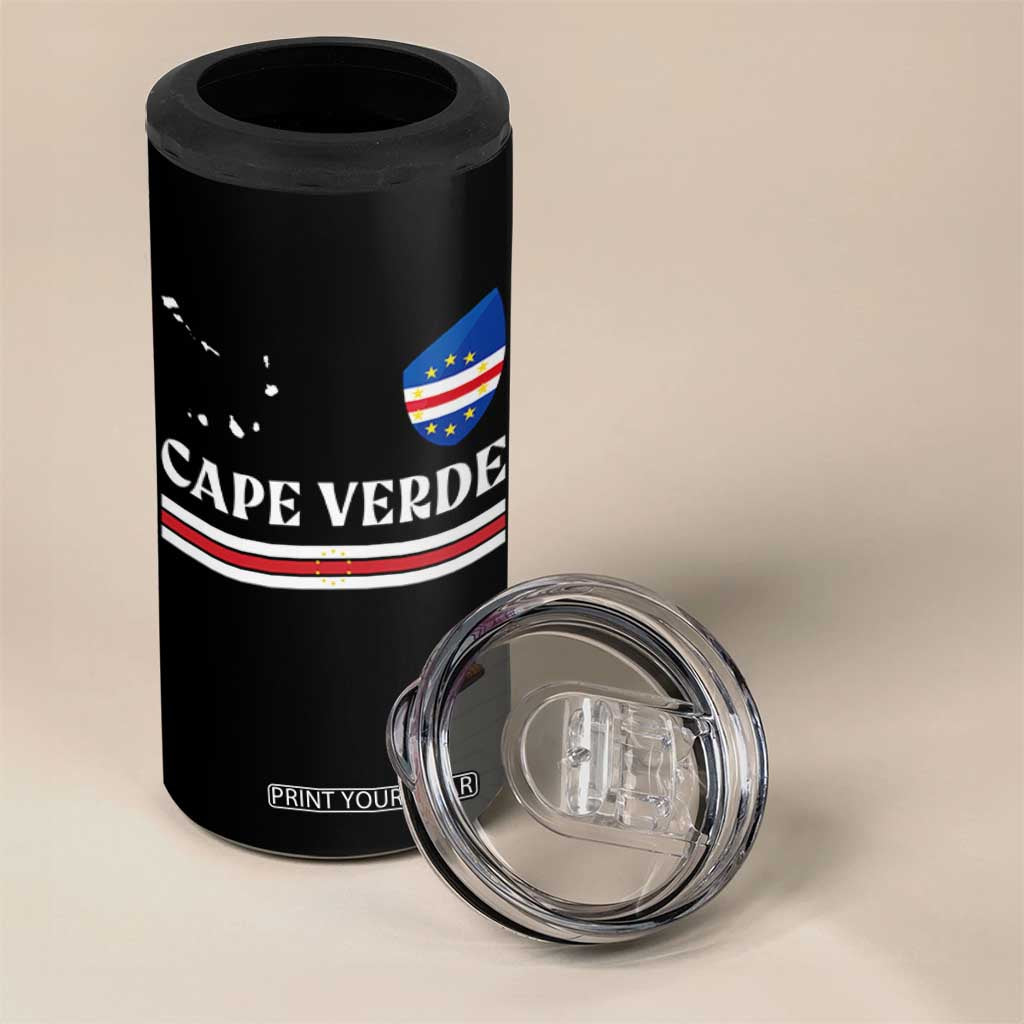 Cape Verde Country Map Shield Emblem 4 in 1 Can Cooler Tumbler Cabo Verde Roots National Pride Gift