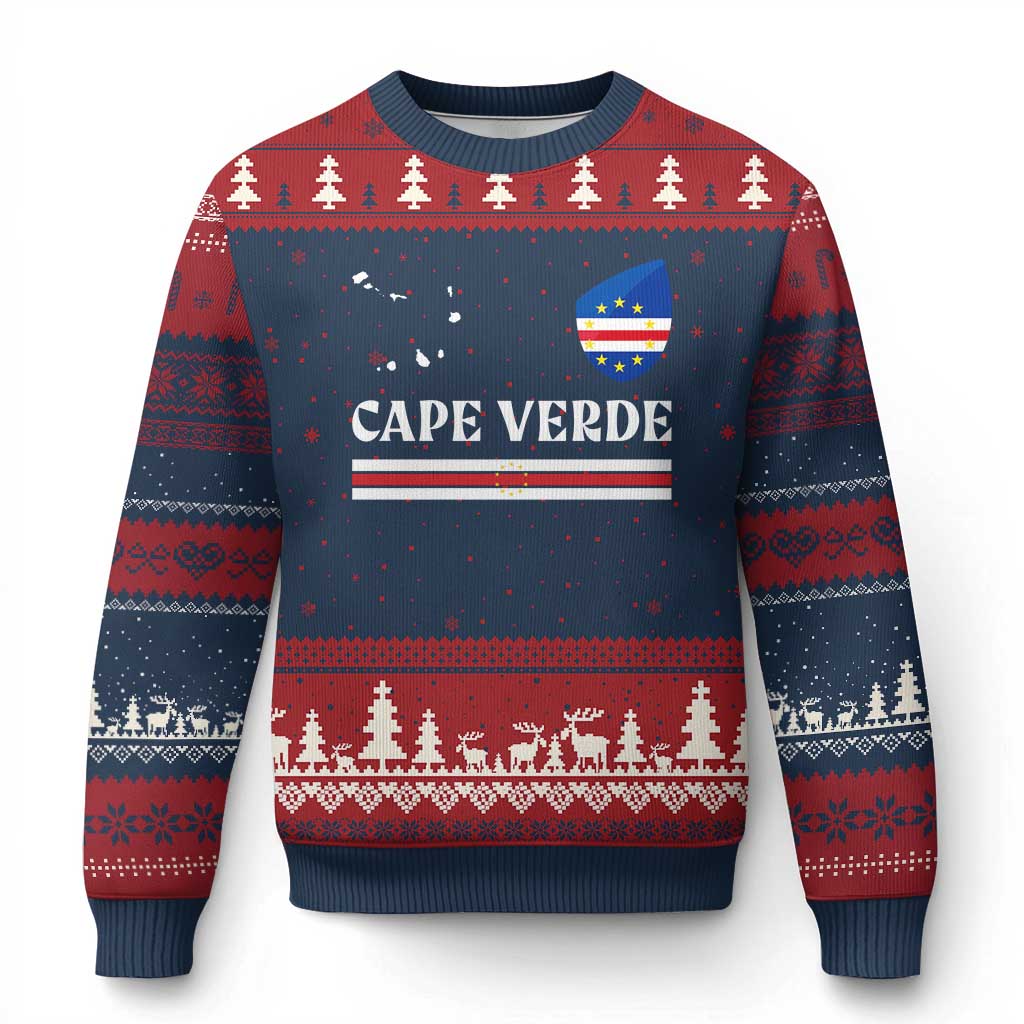 Cape Verde Country Map Shield Emblem Ugly Christmas Sweater Cabo Verde Roots National Pride Gift