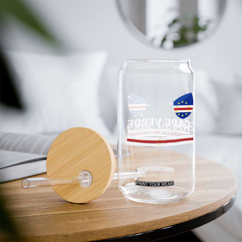 Cape Verde Country Map Shield Emblem Glass Can Cabo Verde Roots National Pride Gift