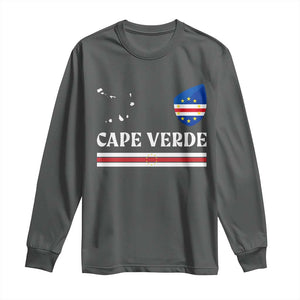 Cape Verde Country Map Shield Emblem Long Sleeve Shirt Cabo Verde Roots National Pride Gift