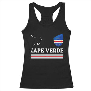Cape Verde Country Map Shield Emblem Racerback Tank Top Cabo Verde Roots National Pride Gift