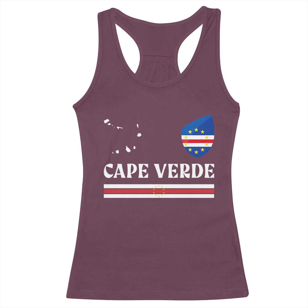 Cape Verde Country Map Shield Emblem Racerback Tank Top Cabo Verde Roots National Pride Gift