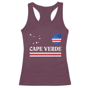 Cape Verde Country Map Shield Emblem Racerback Tank Top Cabo Verde Roots National Pride Gift