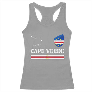 Cape Verde Country Map Shield Emblem Racerback Tank Top Cabo Verde Roots National Pride Gift