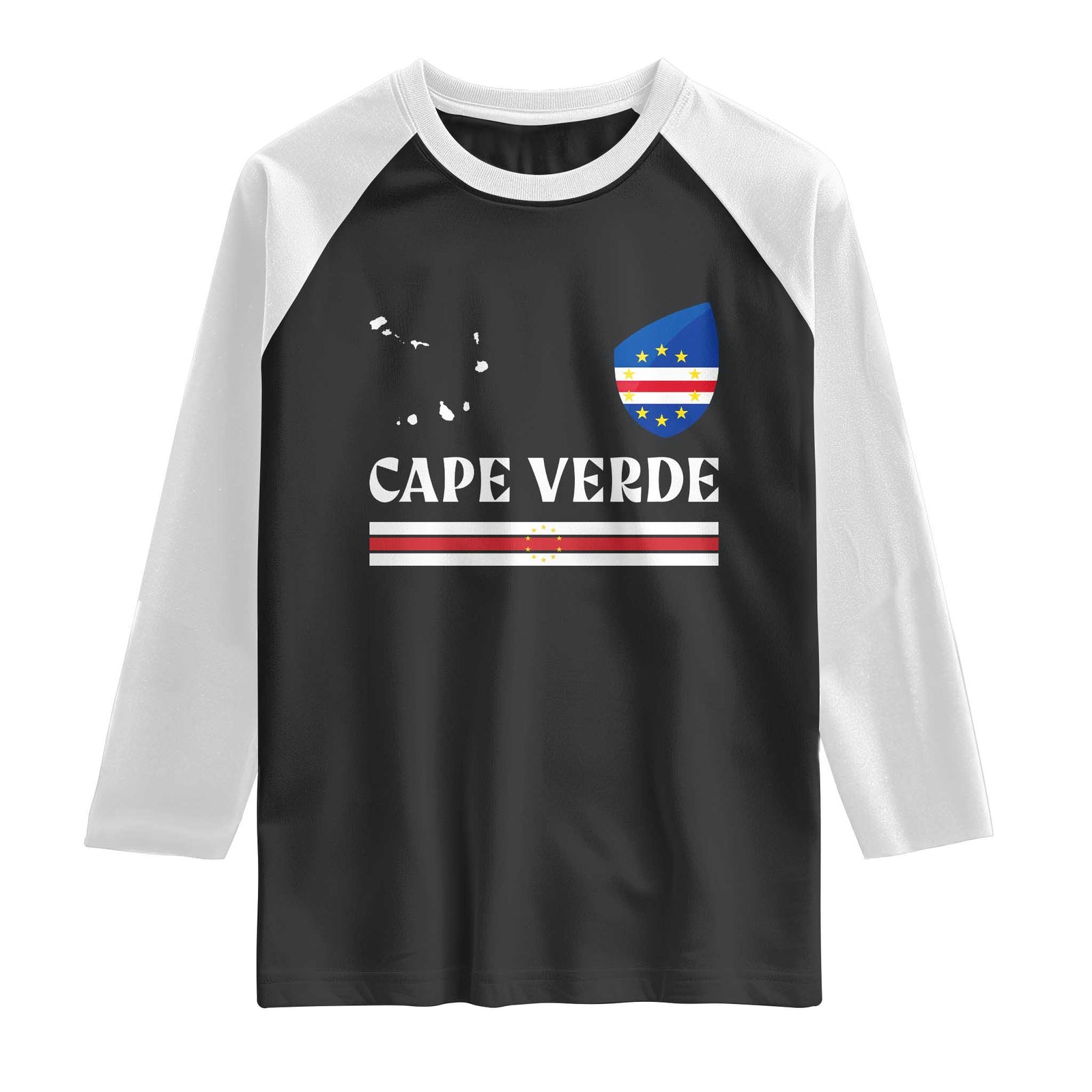 Cape Verde Country Map Shield Emblem Raglan Shirt Cabo Verde Roots National Pride Gift TS02 Black White Print Your Wear