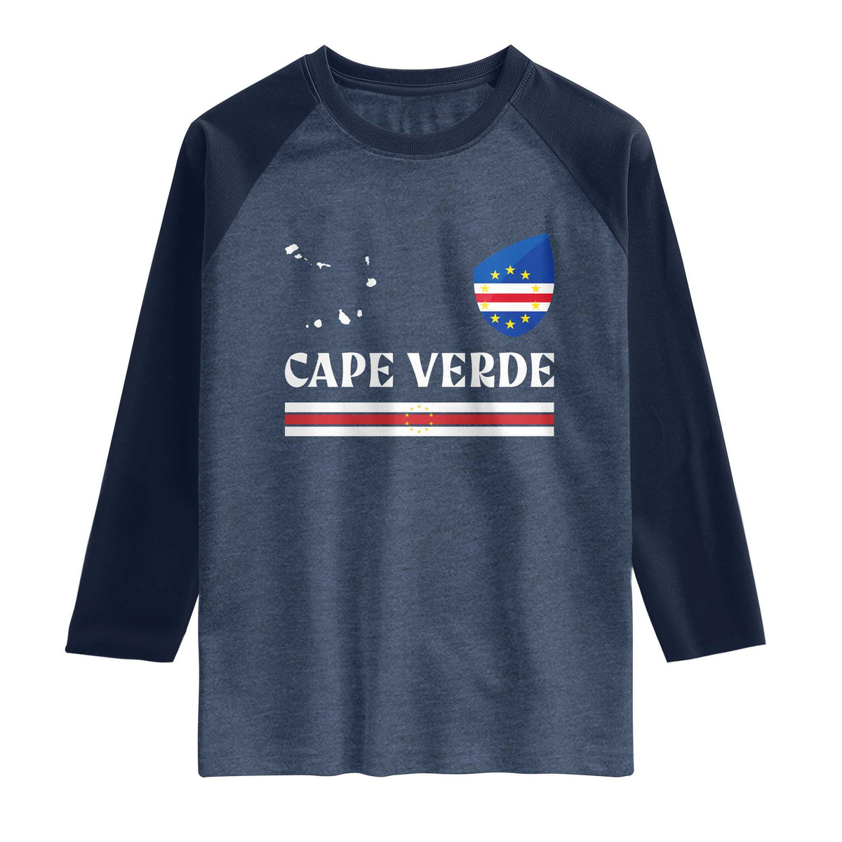 Cape Verde Country Map Shield Emblem Raglan Shirt Cabo Verde Roots National Pride Gift