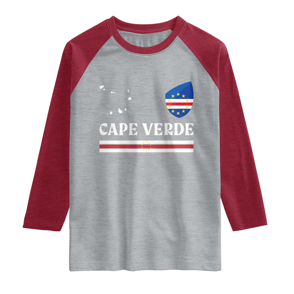 Cape Verde Country Map Shield Emblem Raglan Shirt Cabo Verde Roots National Pride Gift