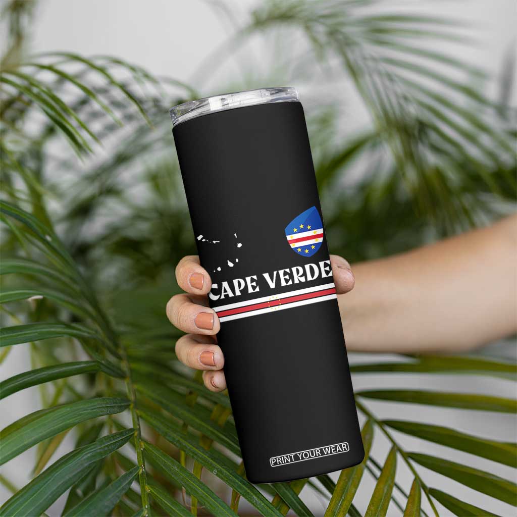 Cape Verde Country Map Shield Emblem Skinny Tumbler Cabo Verde Roots National Pride Gift