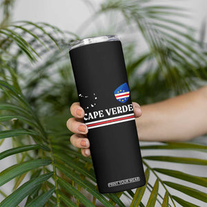 Cape Verde Country Map Shield Emblem Skinny Tumbler Cabo Verde Roots National Pride Gift