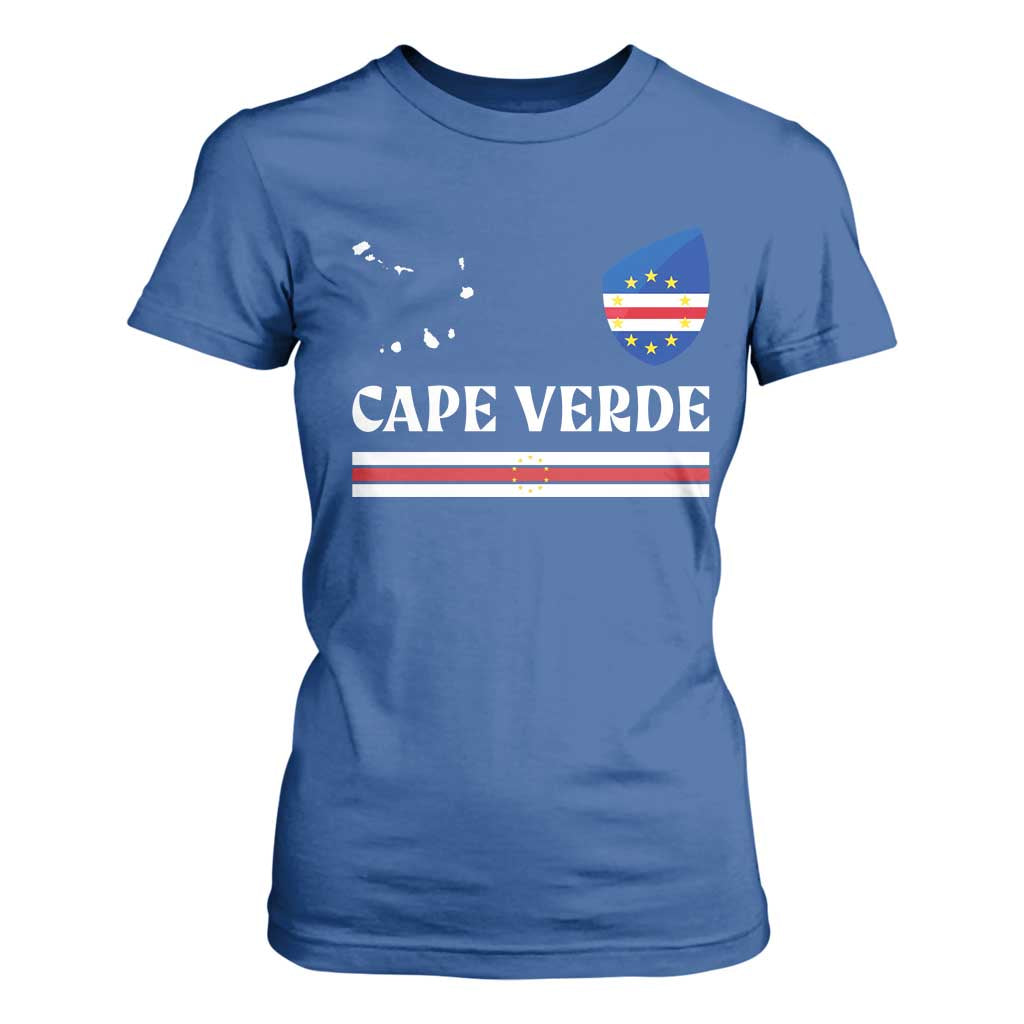 Cape Verde Country Map Shield Emblem T Shirt For Women Cabo Verde Roots National Pride Gift TS02 Royal Blue Print Your Wear
