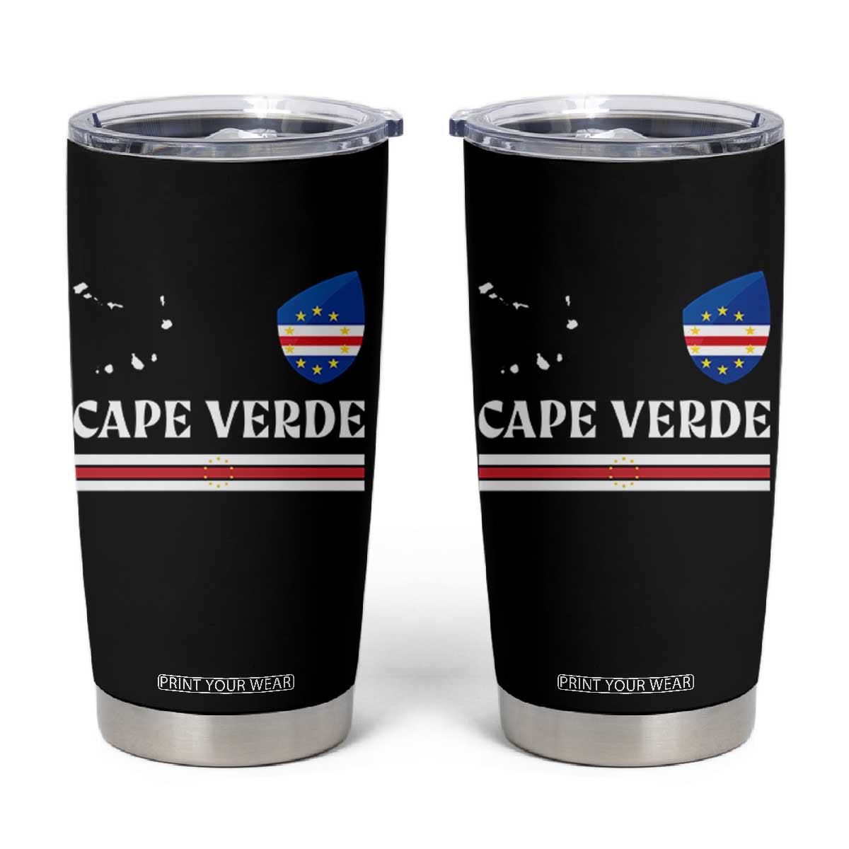 Cape Verde Country Map Shield Emblem Tumbler Cup Cabo Verde Roots National Pride Gift