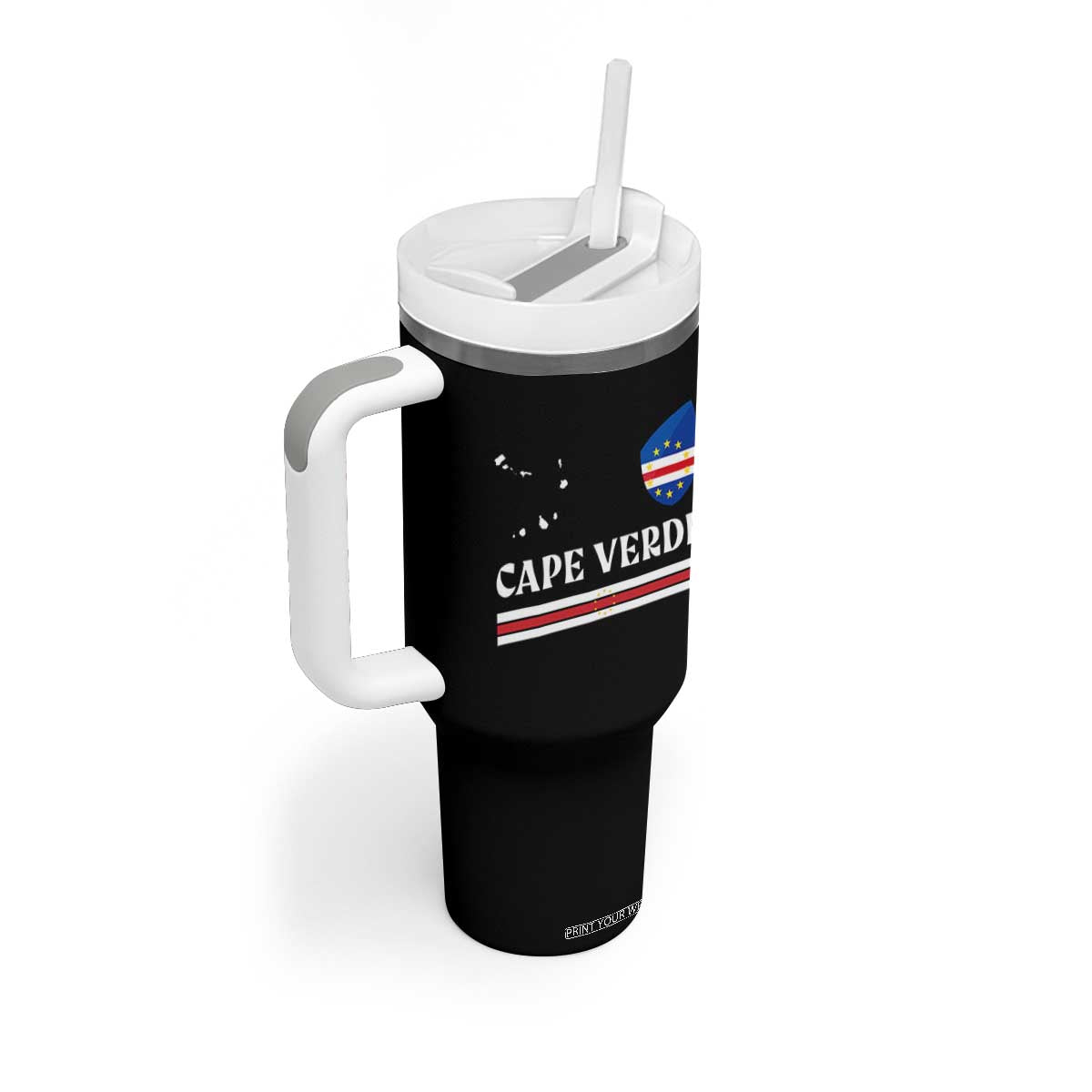 Cape Verde Country Map Shield Emblem Tumbler With Handle Cabo Verde Roots National Pride Gift
