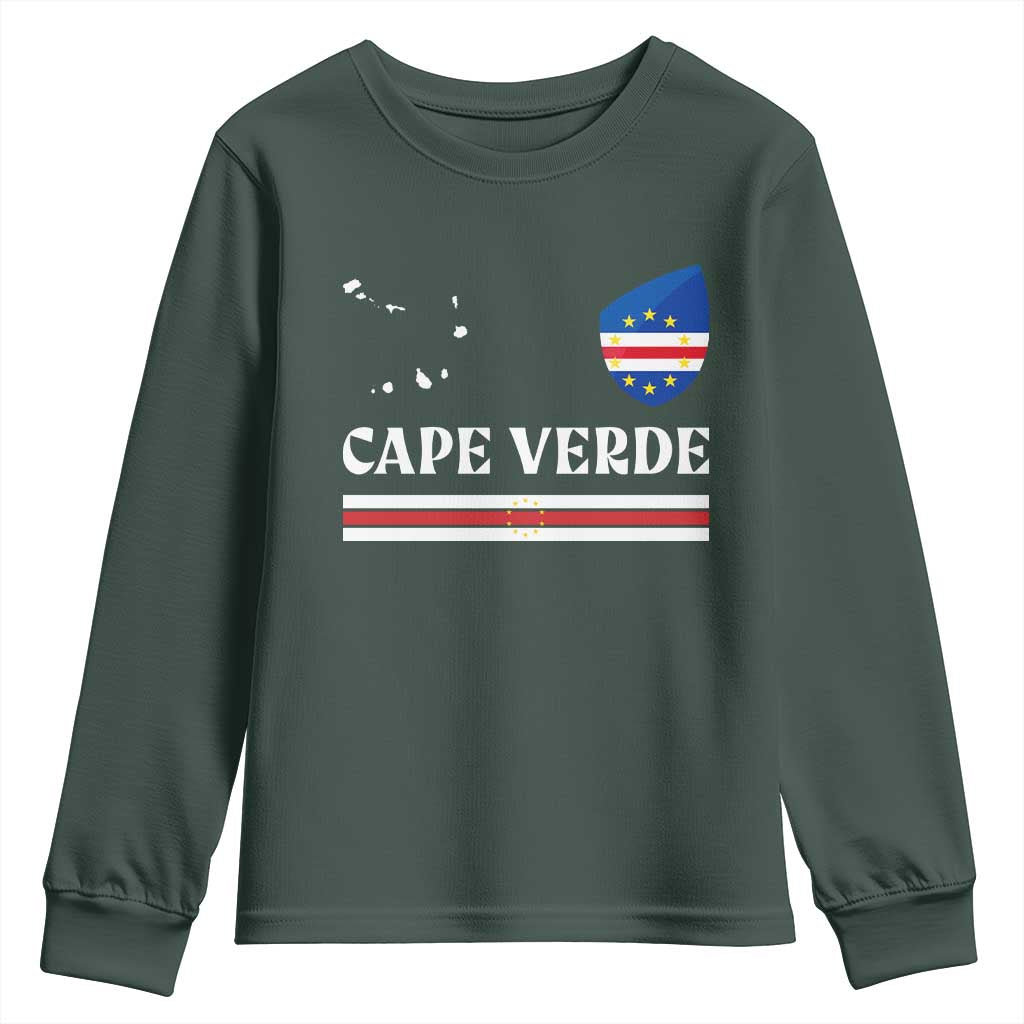 Cape Verde Country Map Shield Emblem Youth Sweatshirt Cabo Verde Roots National Pride Gift