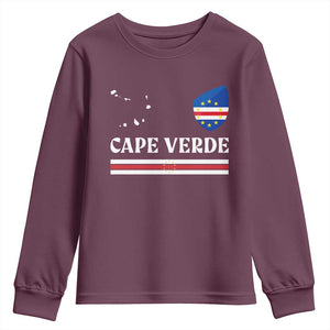 Cape Verde Country Map Shield Emblem Youth Sweatshirt Cabo Verde Roots National Pride Gift