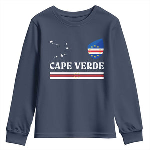 Cape Verde Country Map Shield Emblem Youth Sweatshirt Cabo Verde Roots National Pride Gift