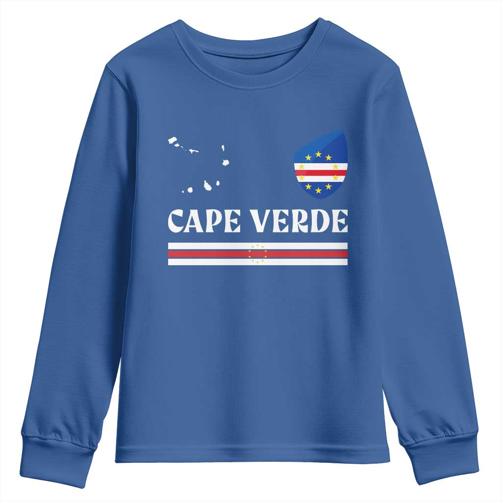 Cape Verde Country Map Shield Emblem Youth Sweatshirt Cabo Verde Roots National Pride Gift