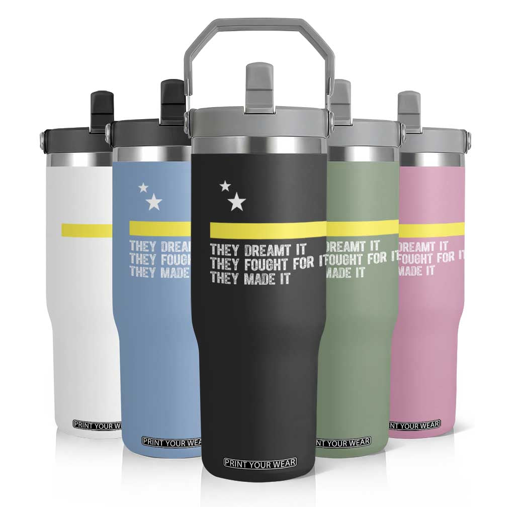 Curaçao Flag History Pride Flip Straw Tumbler They Dreamt Fought Made It