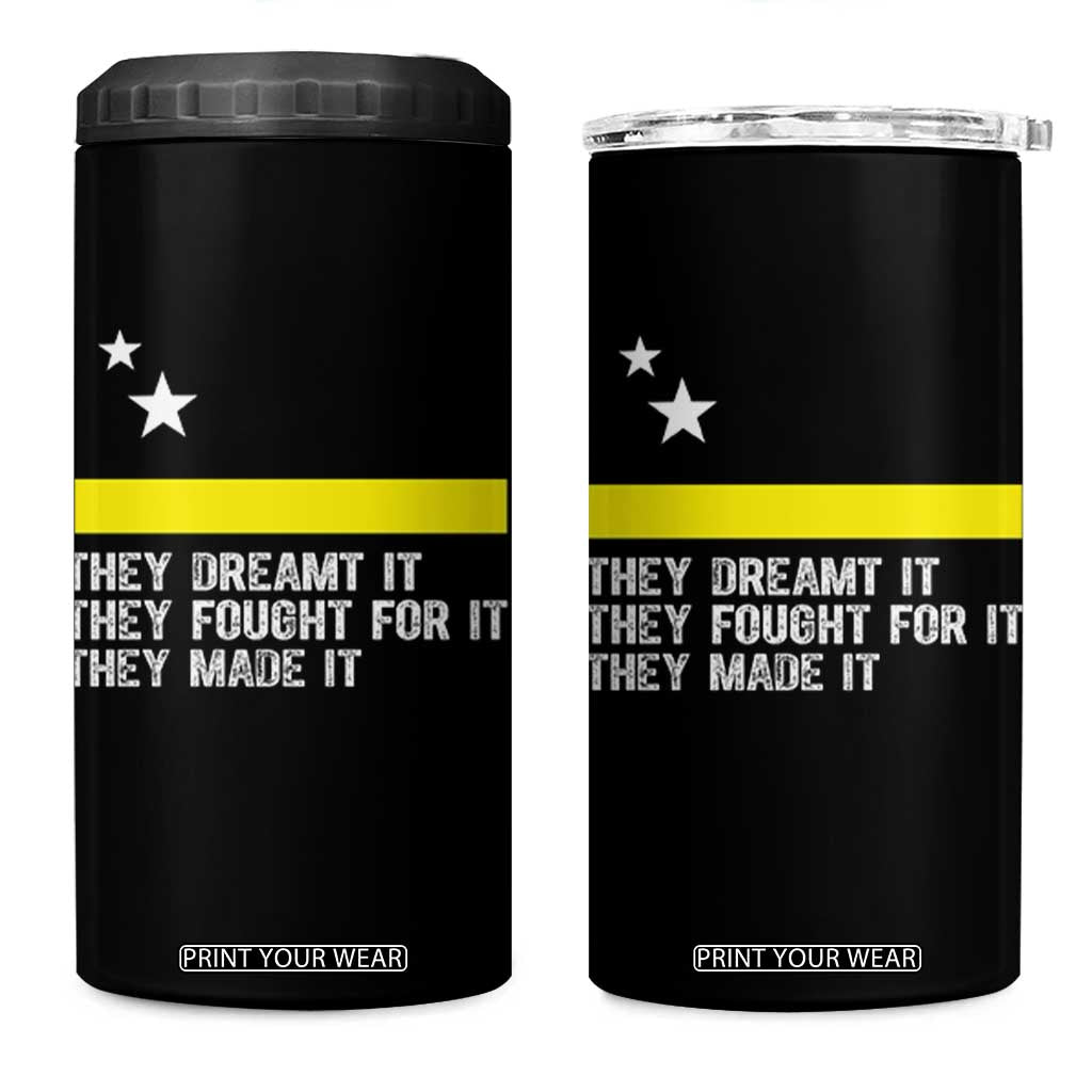 Curaçao Flag History Pride 4 in 1 Can Cooler Tumbler They Dreamt Fought Made It