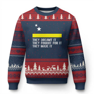 Curaçao Flag History Pride Ugly Christmas Sweater They Dreamt Fought Made It