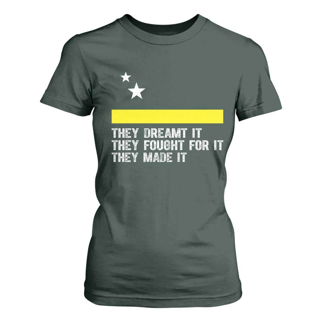 Curaçao Flag History Pride T Shirt For Women They Dreamt Fought Made It