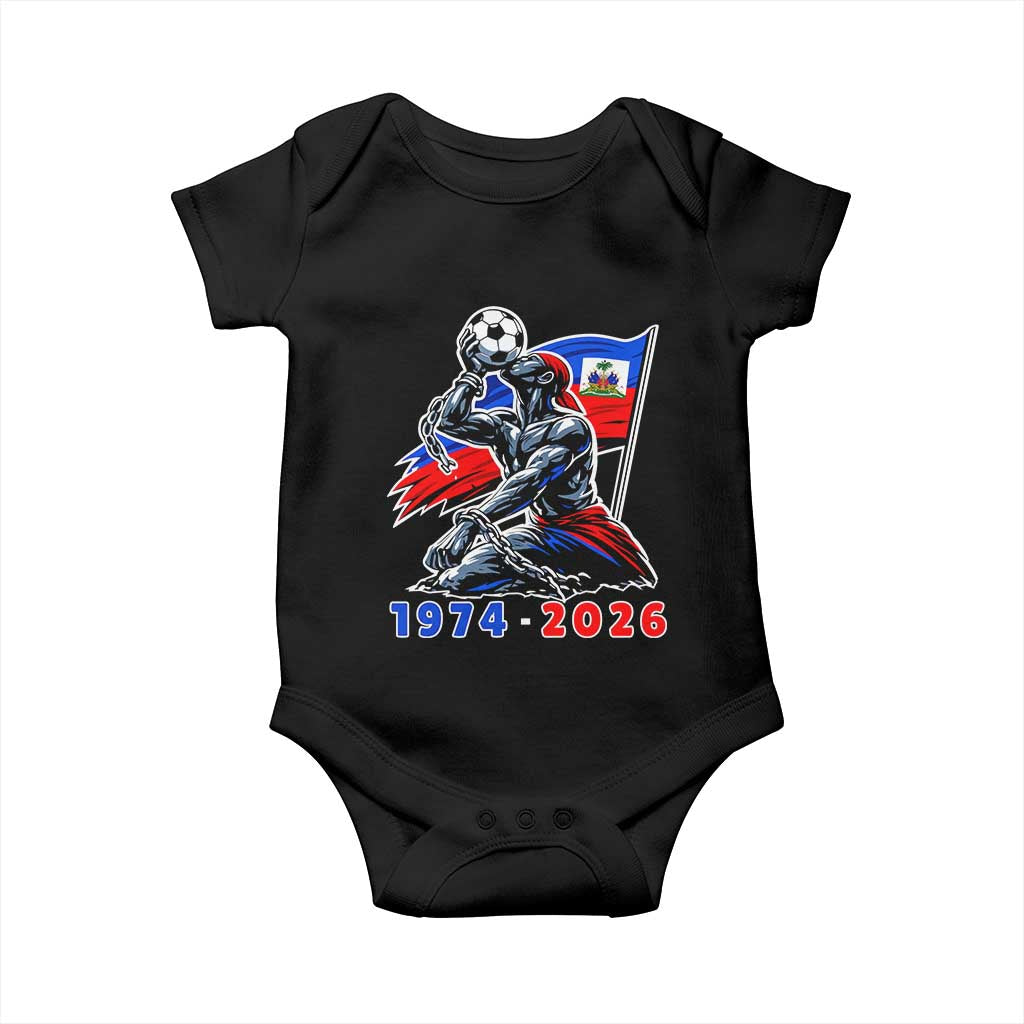Haiti Soccer Tournament History 1974 to 2026 Baby Onesie Powerful Haitian Broken Chains National Flag Football Fans TS02 Black Print Your Wear