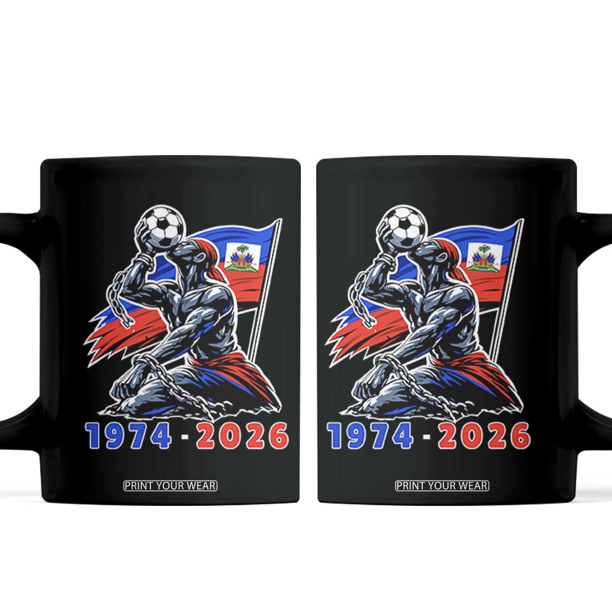Haiti Soccer Tournament History 1974 to 2026 Coffee Mug Powerful Haitian Broken Chains National Flag Football Fans