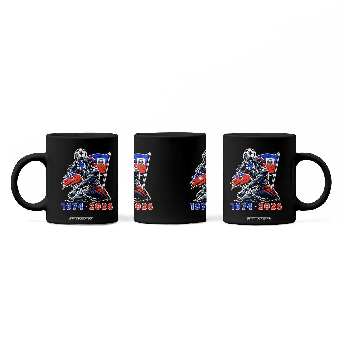Haiti Soccer Tournament History 1974 to 2026 Coffee Mug Powerful Haitian Broken Chains National Flag Football Fans