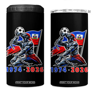 Haiti Soccer Tournament History 1974 to 2026 4 in 1 Can Cooler Tumbler Powerful Haitian Broken Chains National Flag Football Fans